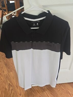 Calvin Klein Black, Gray & White Men’s Colorblock Polo